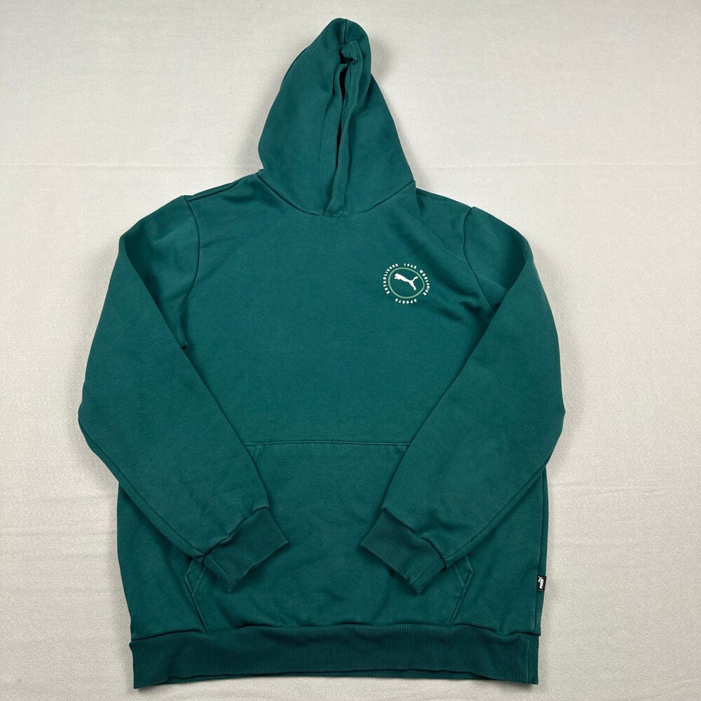 Puma Hoodie Men Medium Green Worldwide Sports Big Back Graphic Pullover M
